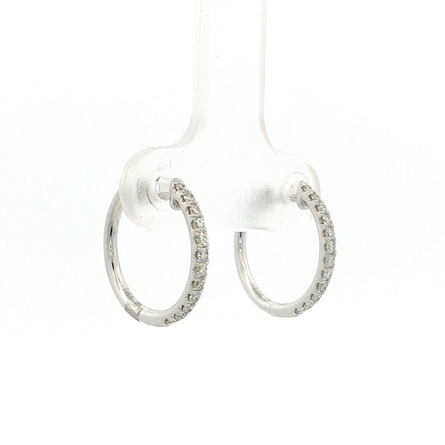 .24 Diamond Hoop Earrings 14k White Gold
