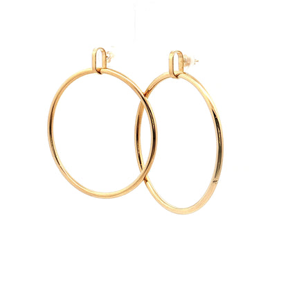 2" Hollow Tube Hoop Earrings 14k Yellow Gold