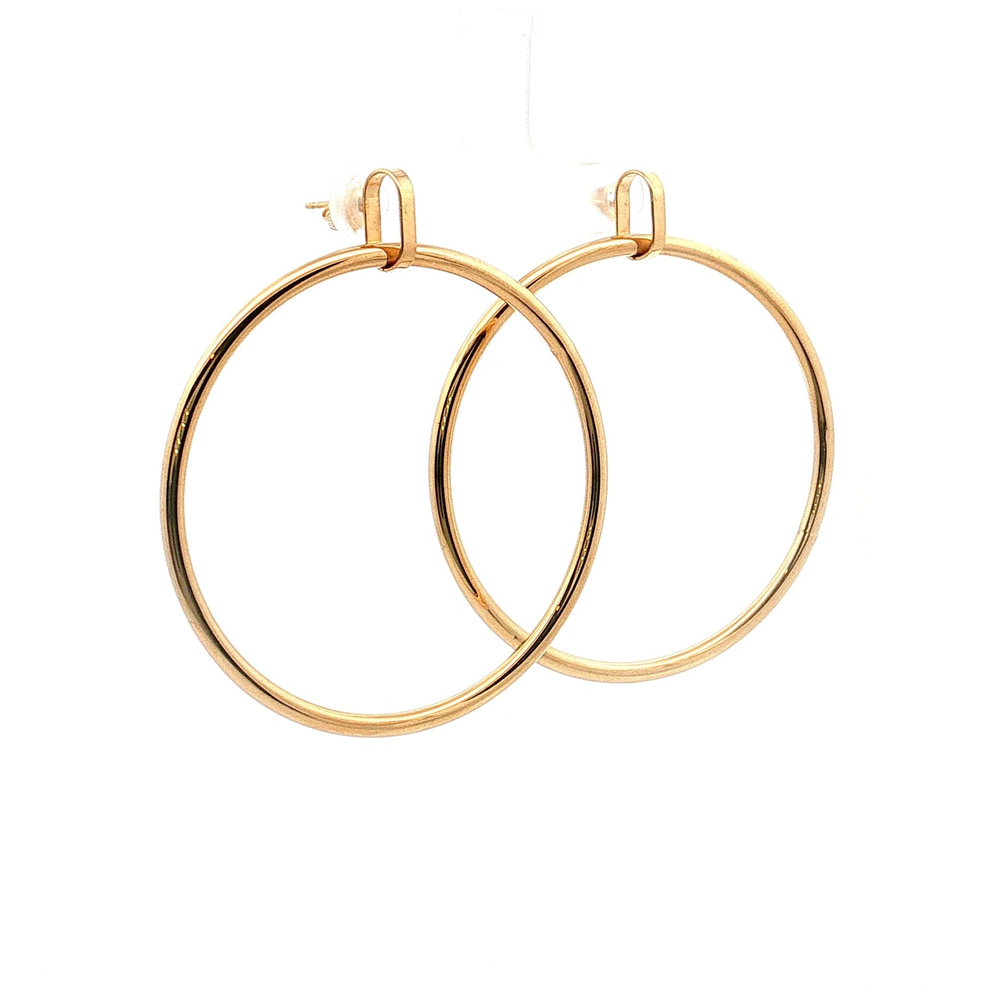 2" Hollow Tube Hoop Earrings 14k Yellow Gold