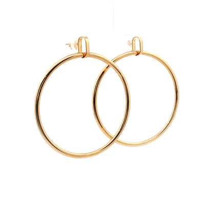 2" Hollow Tube Hoop Earrings 14k Yellow Gold