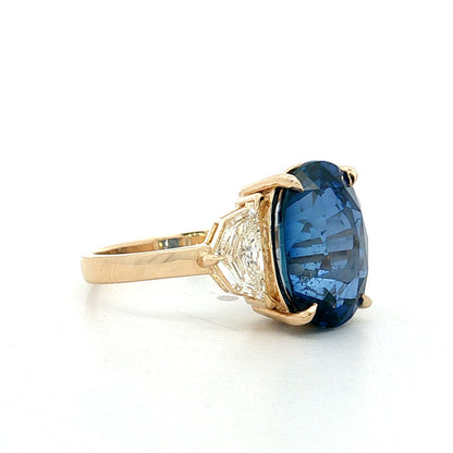 6.49 Oval Sapphire Engagement Ring 14k Yellow Gold