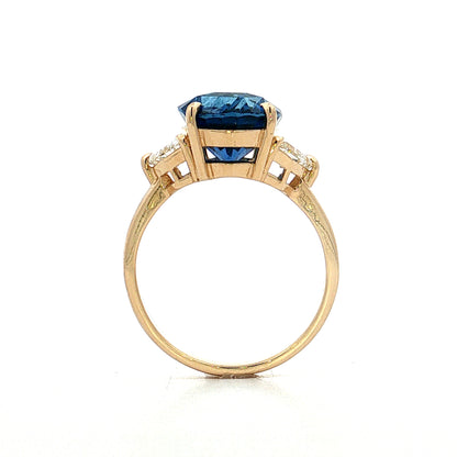 6.49 Oval Sapphire Engagement Ring 14k Yellow Gold