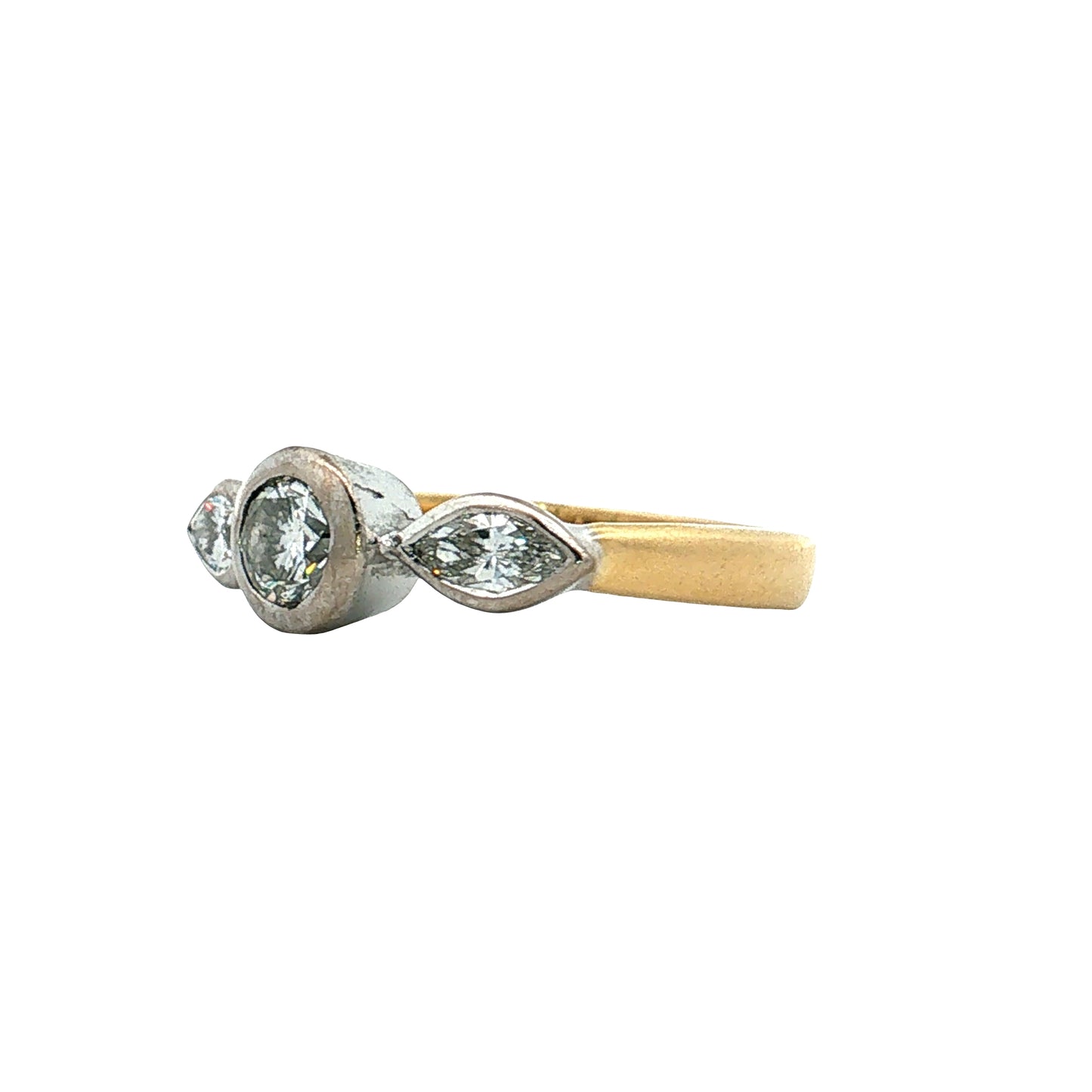 .44 Three Stone Diamond Engagement Ring Two-Tone 18k