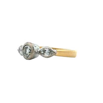 .44 Three Stone Diamond Engagement Ring Two-Tone 18k