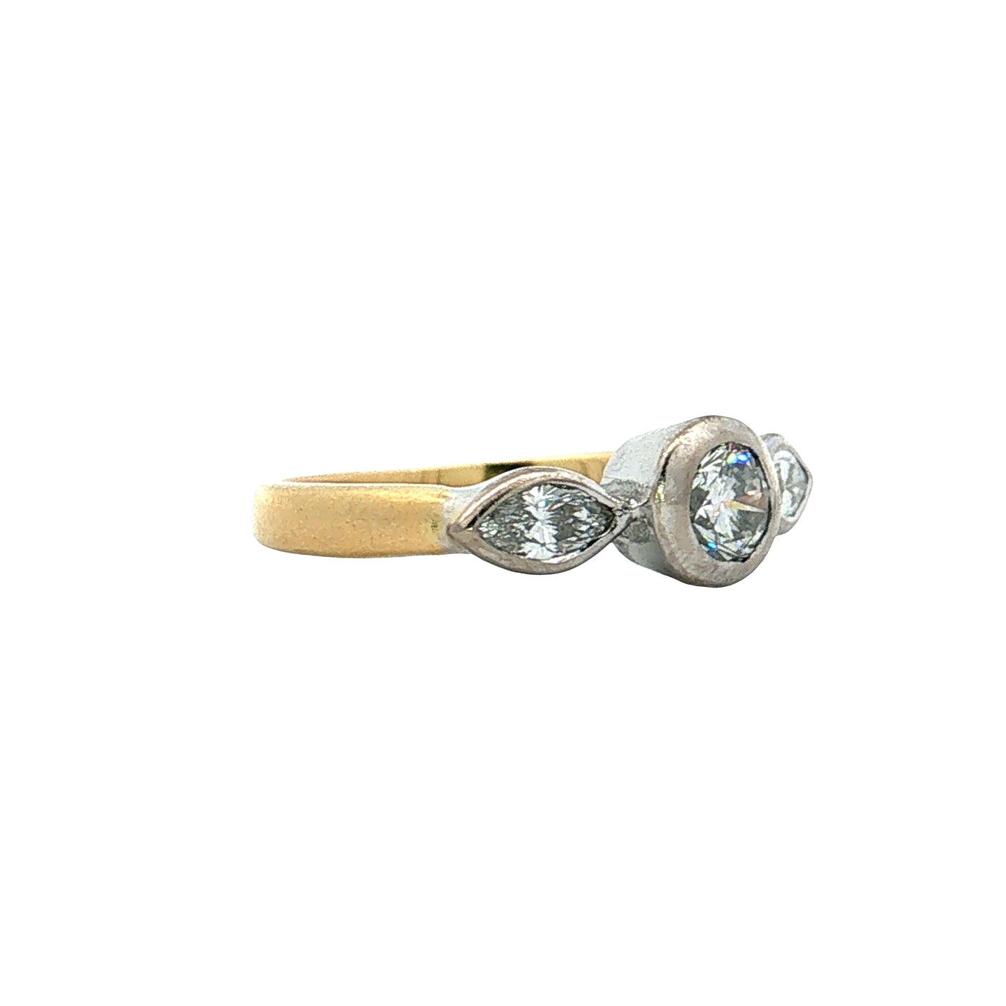 .44 Three Stone Diamond Engagement Ring Two-Tone 18k