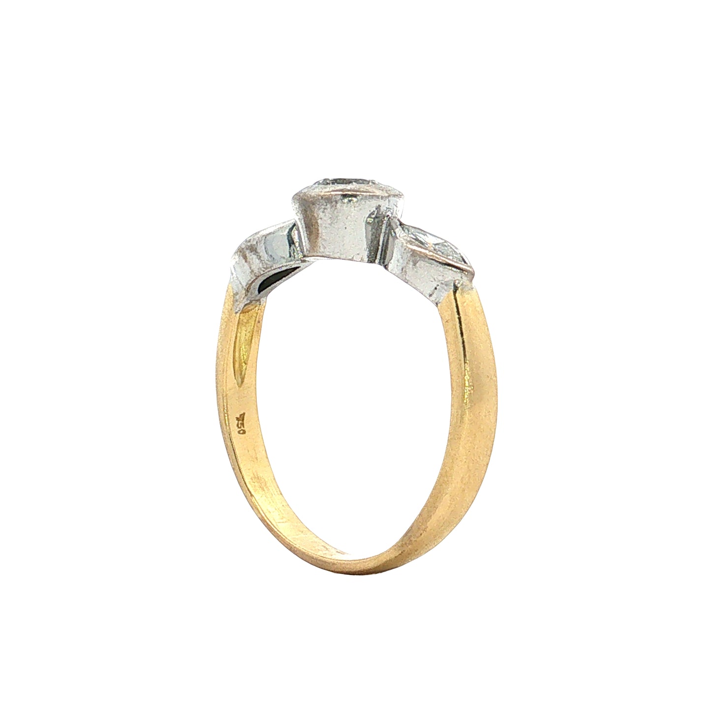 .44 Three Stone Diamond Engagement Ring Two-Tone 18k