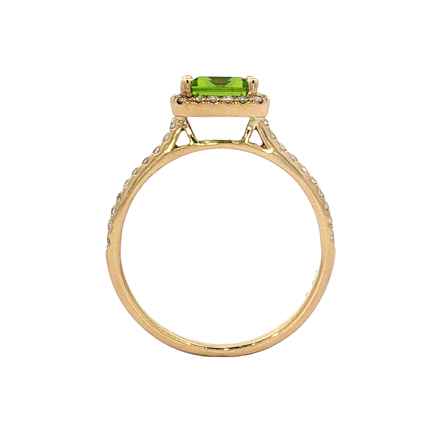 .65 Peridot & Diamond Halo Cocktail Ring 14k