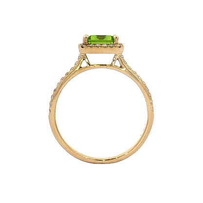 .65 Peridot & Diamond Halo Cocktail Ring 14k