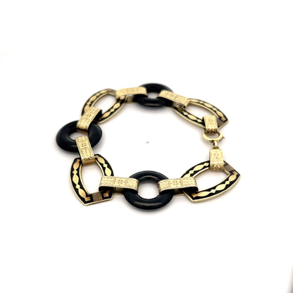 Antique Art Nouveau Onyx Bracelet 14k Yellow Gold
