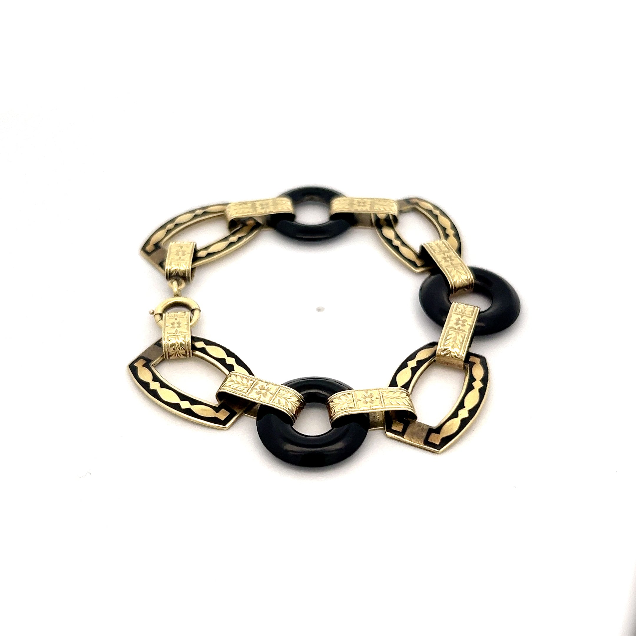 Antique Art Nouveau Onyx Bracelet 14k Yellow Gold – Filigree Jewelers