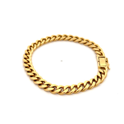 Flattened Curb Link Chain Bracelet 14k Yellow Gold