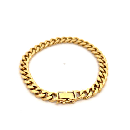 Flattened Curb Link Chain Bracelet 14k Yellow Gold