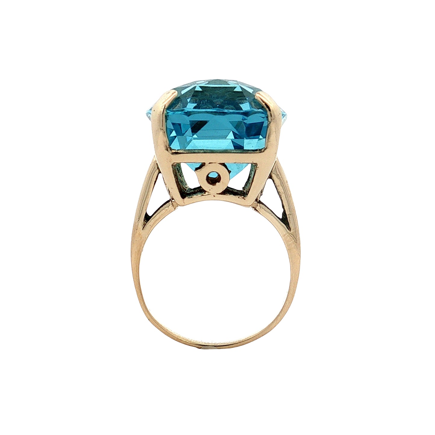 30.89 Oval Aquamarine Cocktail Ring 14k Yellow Gold