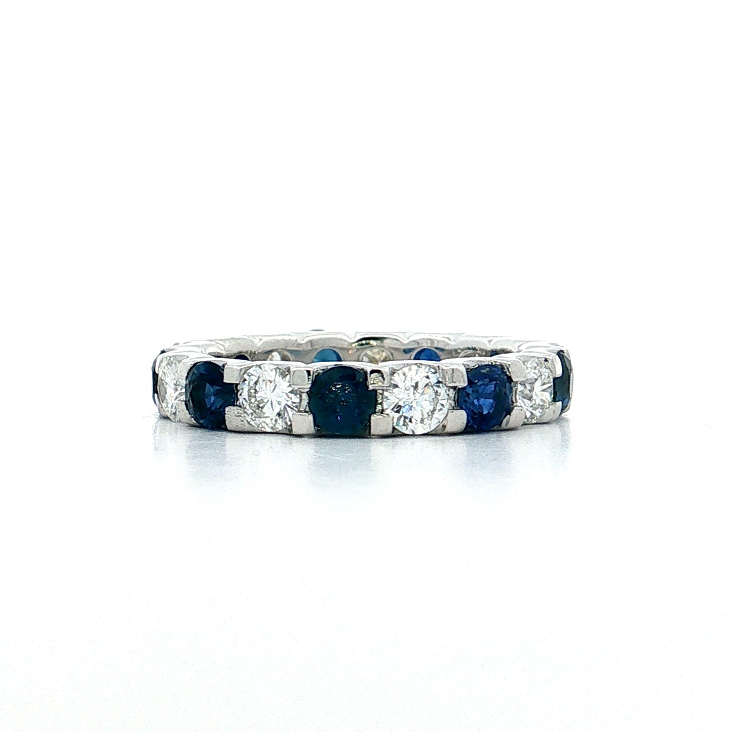 Diamond & Sapphire Eternity Band 18k White Gold