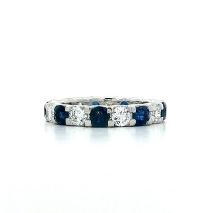 Diamond & Sapphire Eternity Band 18k White Gold