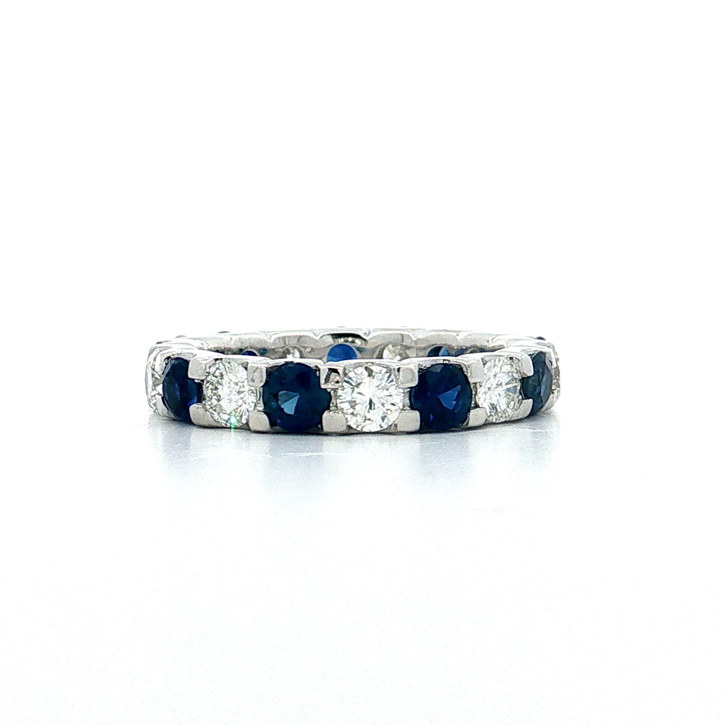 Diamond & Sapphire Eternity Band 18k White Gold