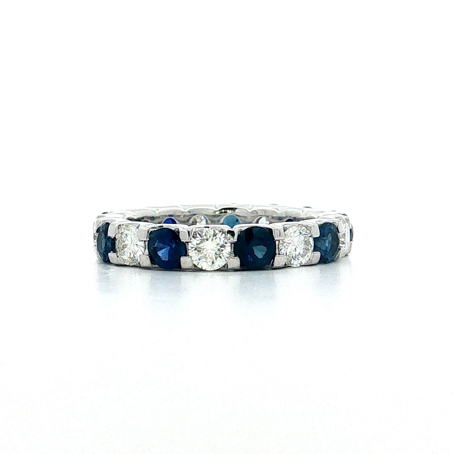 Diamond & Sapphire Eternity Band 18k White Gold