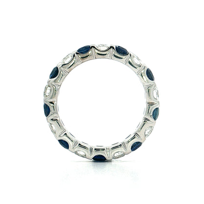 Diamond & Sapphire Eternity Band 18k White Gold