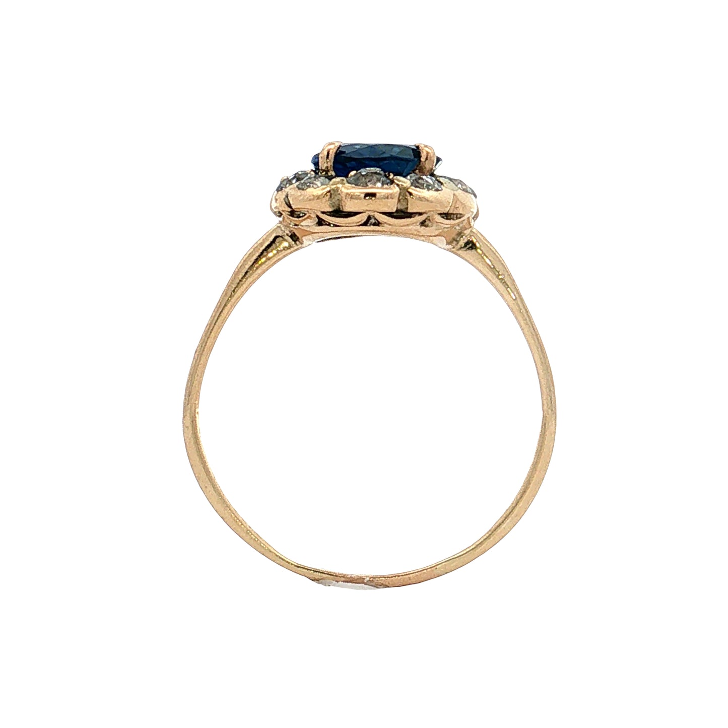 1.33 Victorian Blue Sapphire Halo Engagement Ring 14k