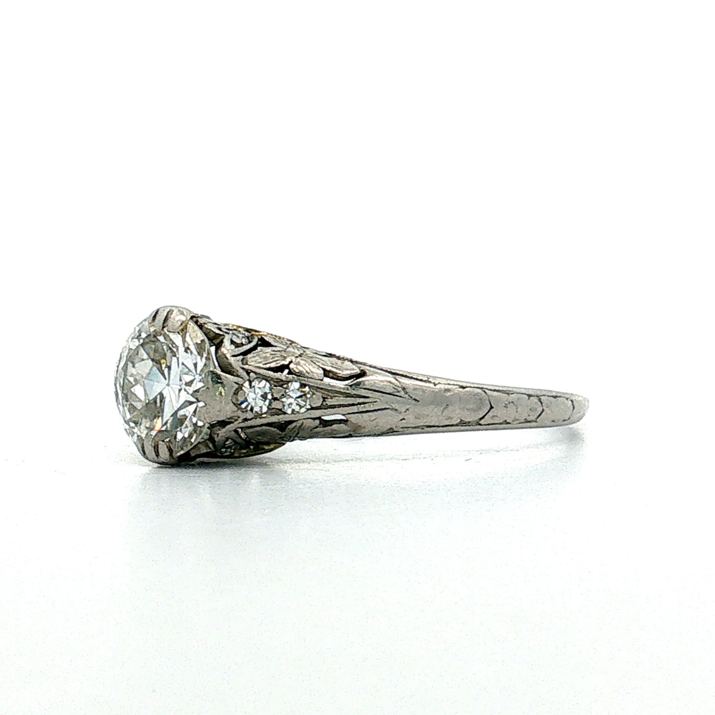1.00 Art Deco Diamond Engagement Ring Platinum