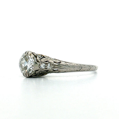 1.00 Art Deco Diamond Engagement Ring Platinum