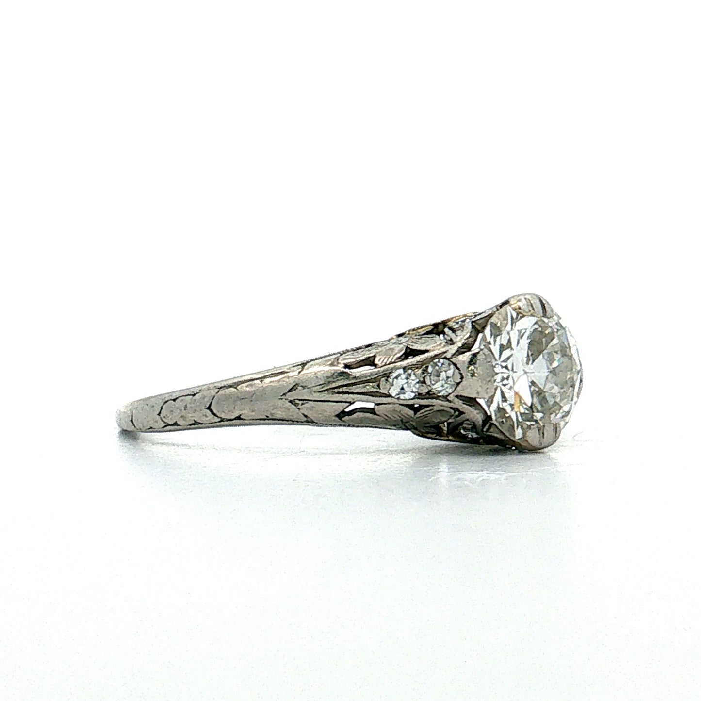 1.00 Art Deco Diamond Engagement Ring Platinum
