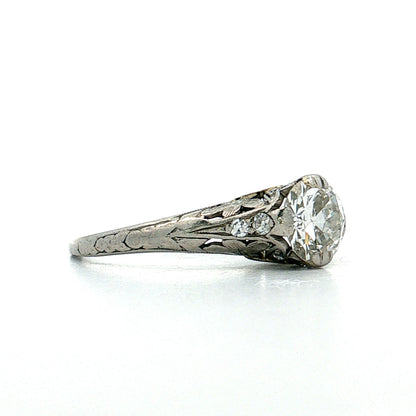 1.00 Art Deco Diamond Engagement Ring Platinum