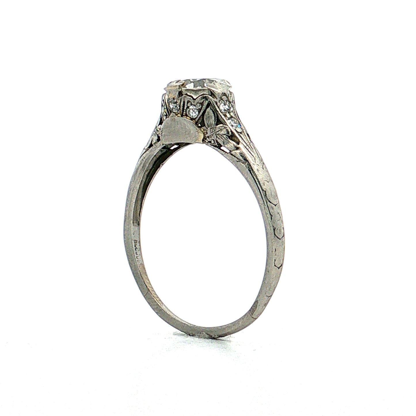 1.00 Art Deco Diamond Engagement Ring Platinum