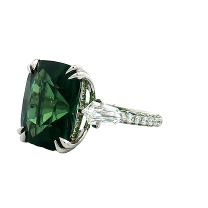 12.61 Radiant Cut Sapphire & Diamond Cocktail Ring Platinum