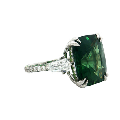 12.61 Radiant Cut Sapphire & Diamond Cocktail Ring Platinum
