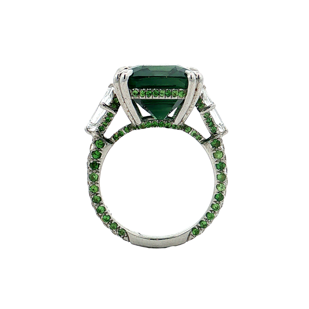 12.61 Radiant Cut Sapphire & Diamond Cocktail Ring Platinum