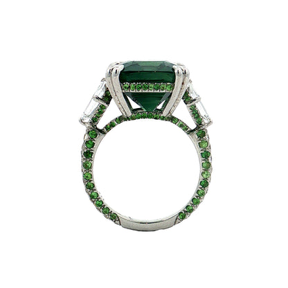 12.61 Radiant Cut Sapphire & Diamond Cocktail Ring Platinum