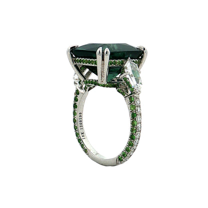 12.61 Radiant Cut Sapphire & Diamond Cocktail Ring Platinum