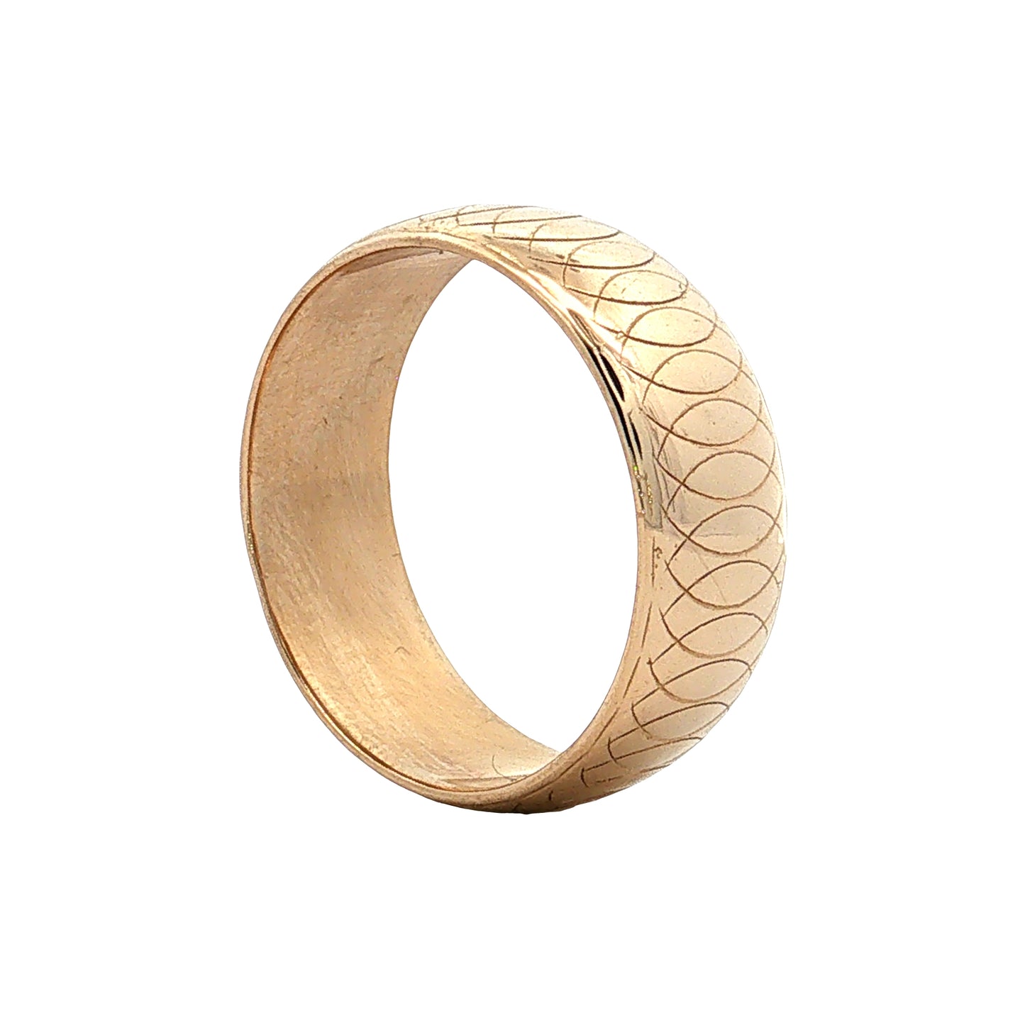 Vintage 1950s Engraved Men's Wedding Band 14k