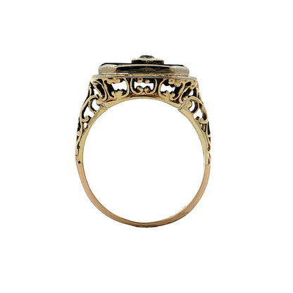 Diamond & Onyx Cocktail Ring 14k Two-Tone