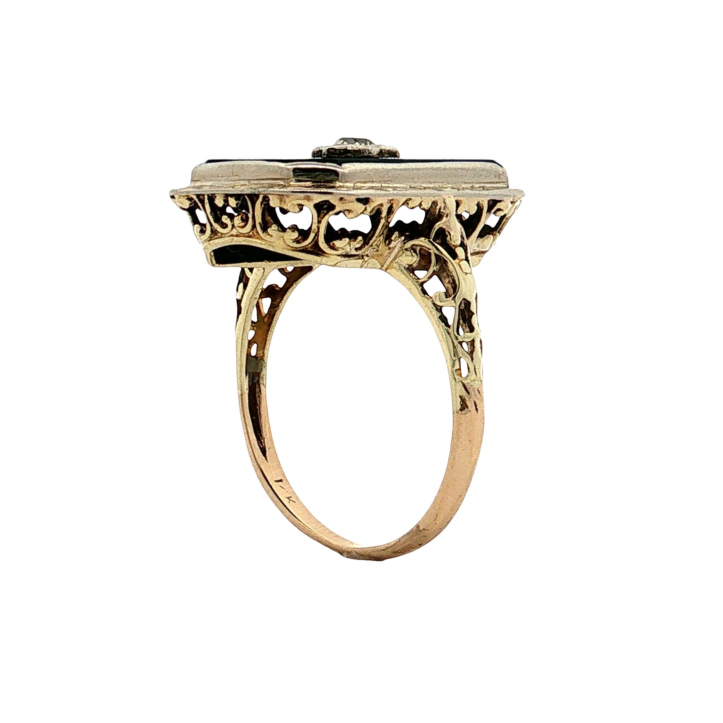 Diamond & Onyx Cocktail Ring 14k Two-Tone
