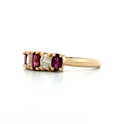 Ruby & Diamond Five Stone Ring 14k
