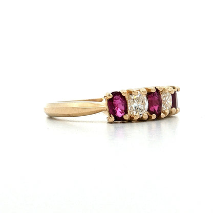 Ruby & Diamond Five Stone Ring 14k