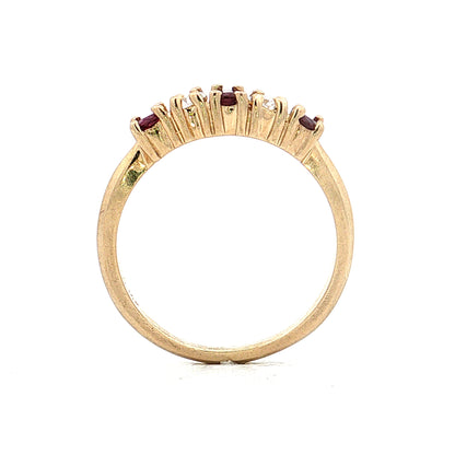 Ruby & Diamond Five Stone Ring 14k