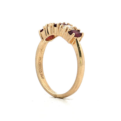 Ruby & Diamond Five Stone Ring 14k