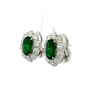 3.35 Emerald & Diamond Stud Earrings Platinum