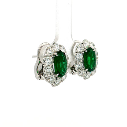 3.35 Emerald & Diamond Stud Earrings Platinum