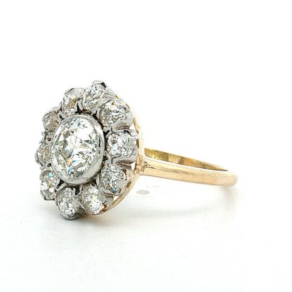 1.42 Old European Diamond Halo Ring 18k & Platinum