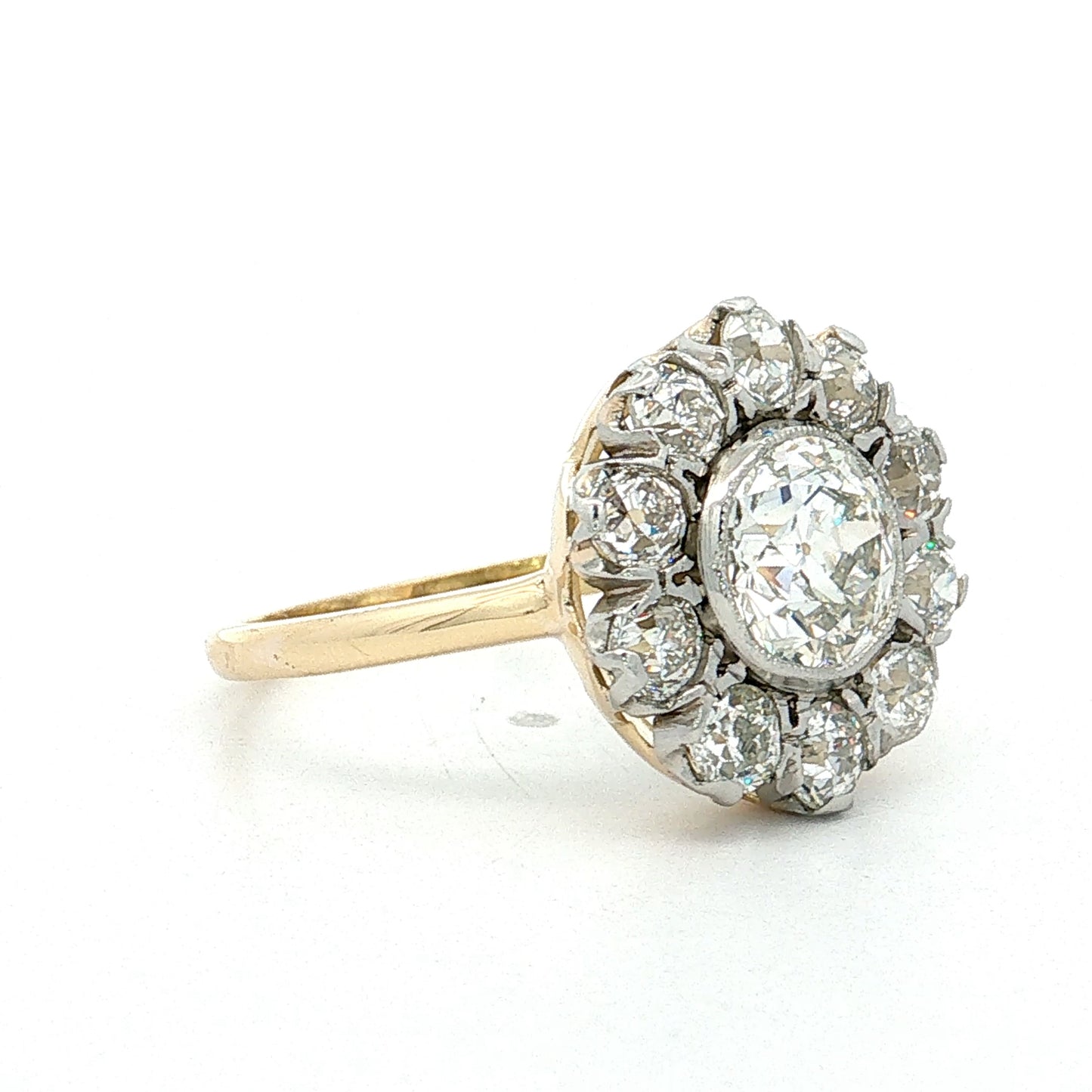 1.42 Old European Diamond Halo Ring 18k & Platinum