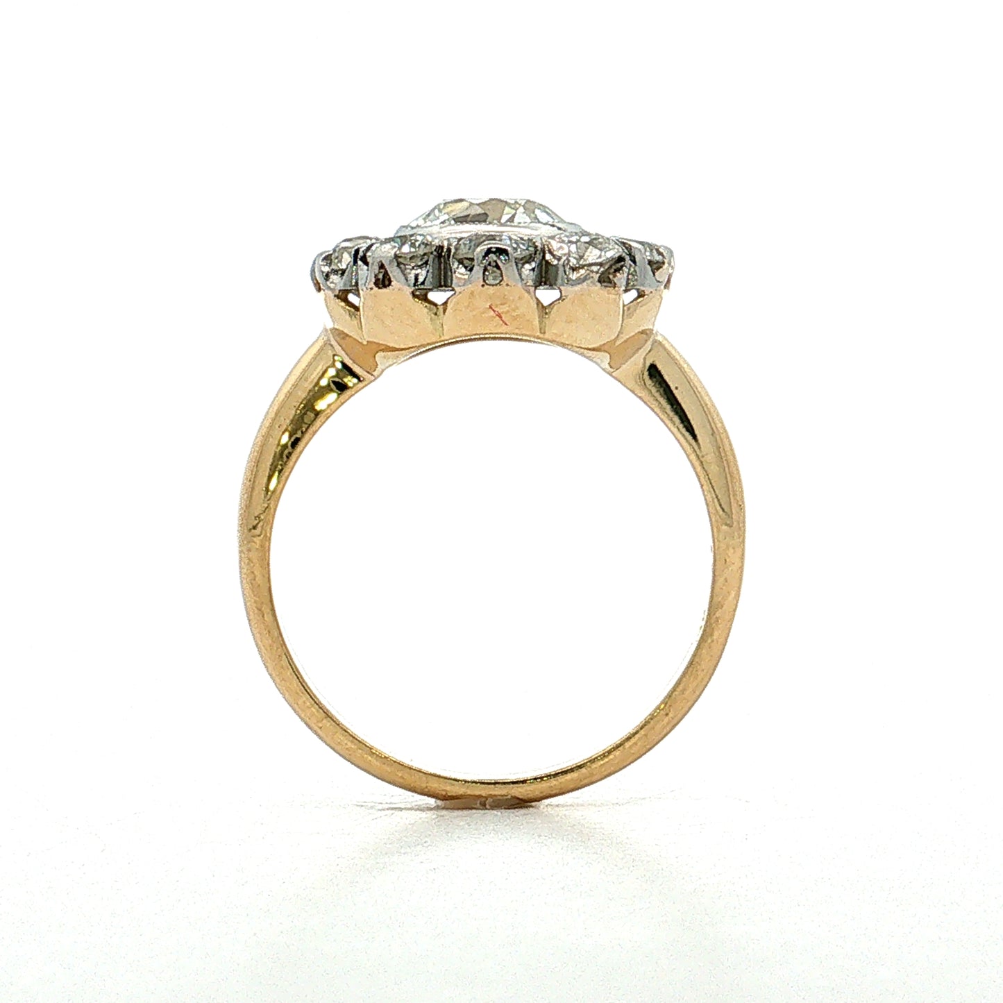 1.42 Old European Diamond Halo Ring 18k & Platinum