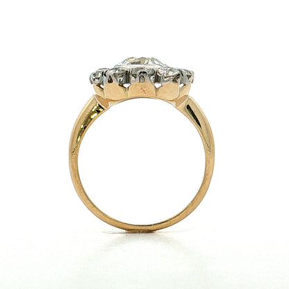 1.42 Old European Diamond Halo Ring 18k & Platinum