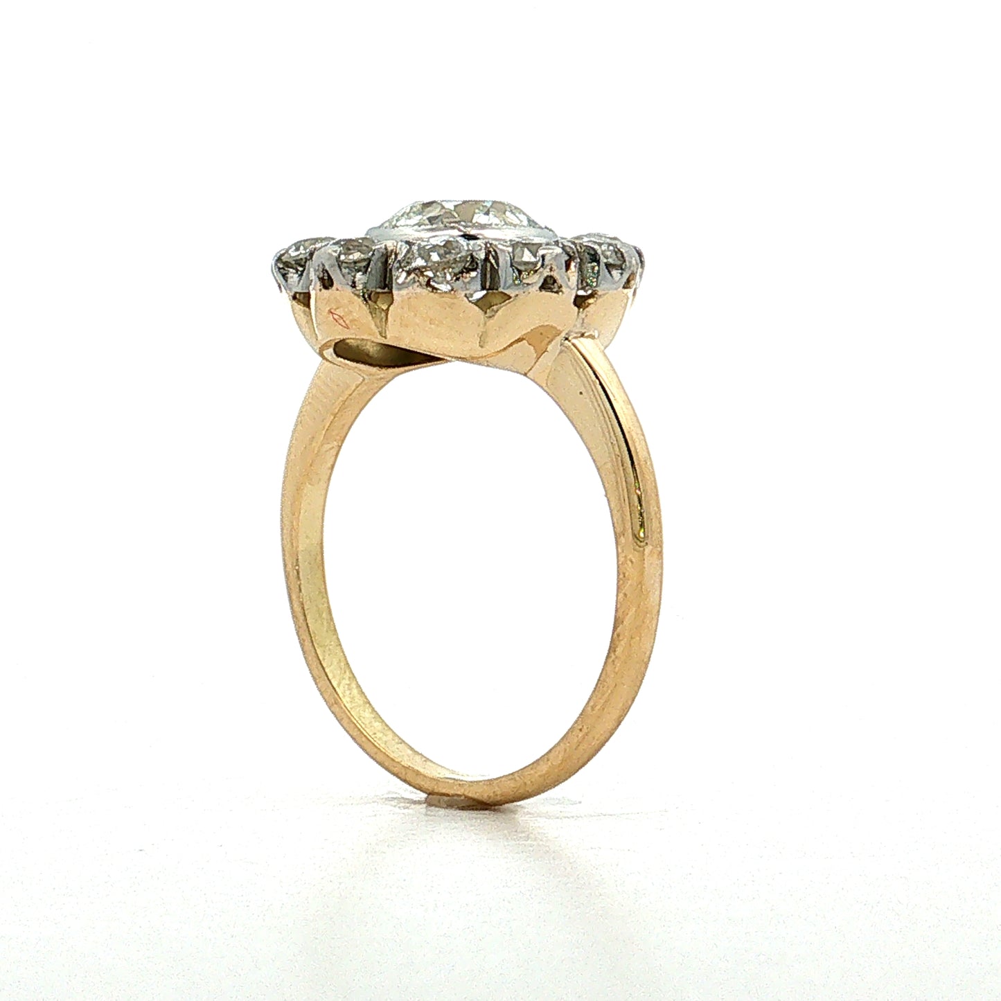 1.42 Old European Diamond Halo Ring 18k & Platinum