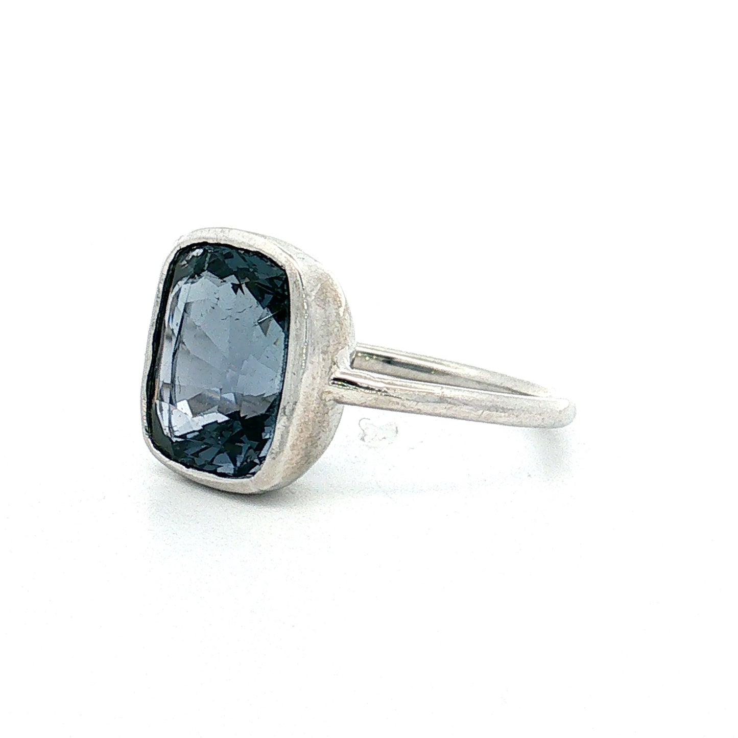4.12 Cushion Blue Spinel Solitaire Ring Platinum