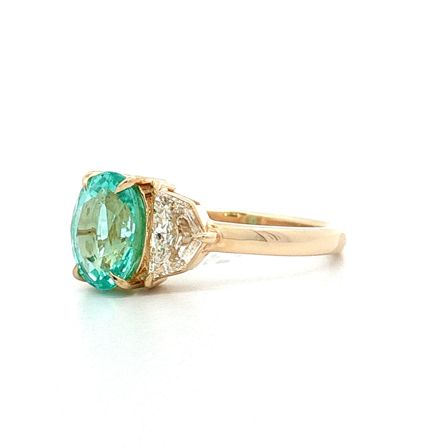 2.02 Paraiba Tourmaline Three Stone Engagement Ring 14k