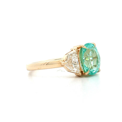 2.02 Paraiba Tourmaline Three Stone Engagement Ring 14k